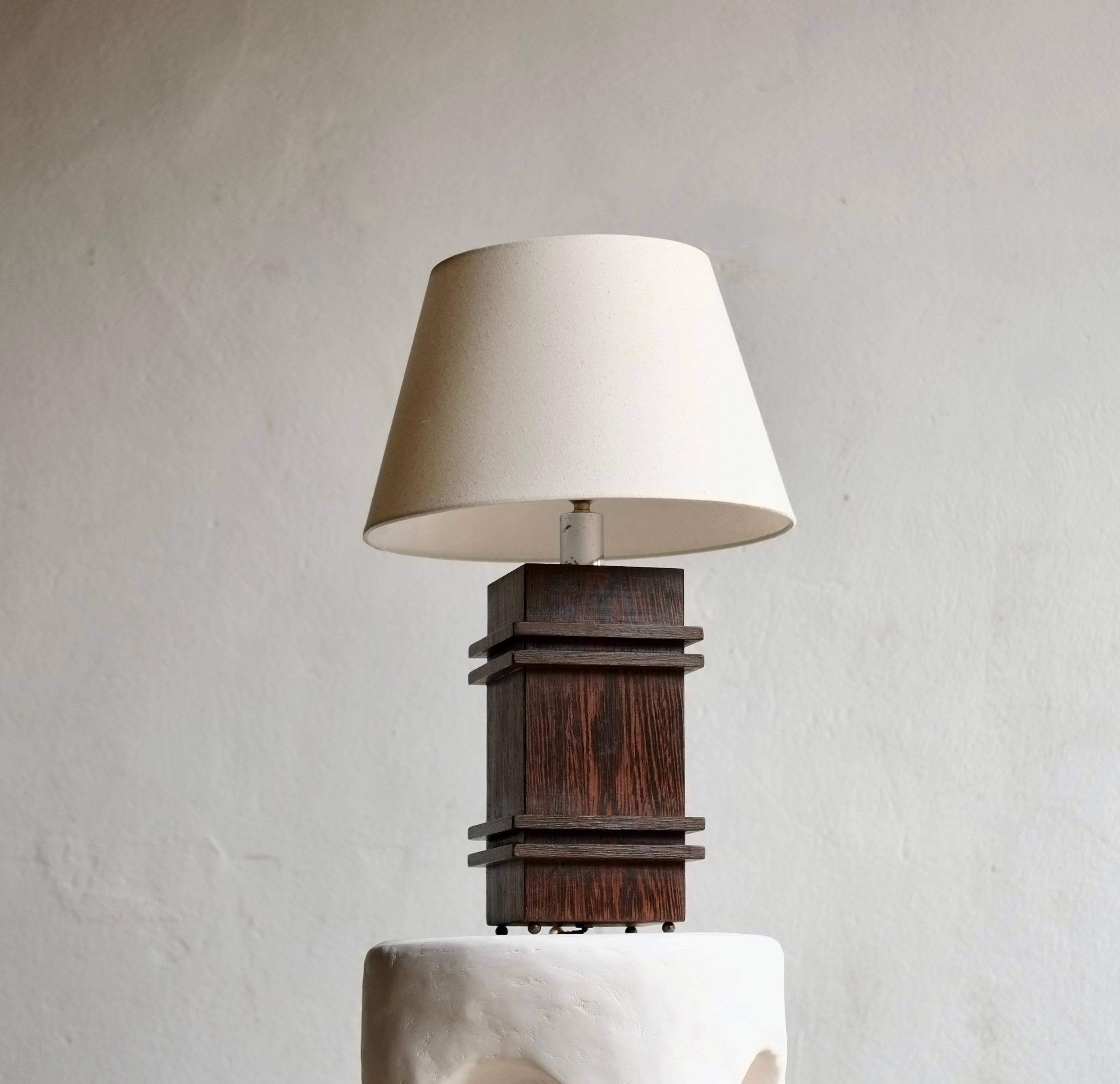Jacques Adnet Wooden Table Lamp For Sale 3