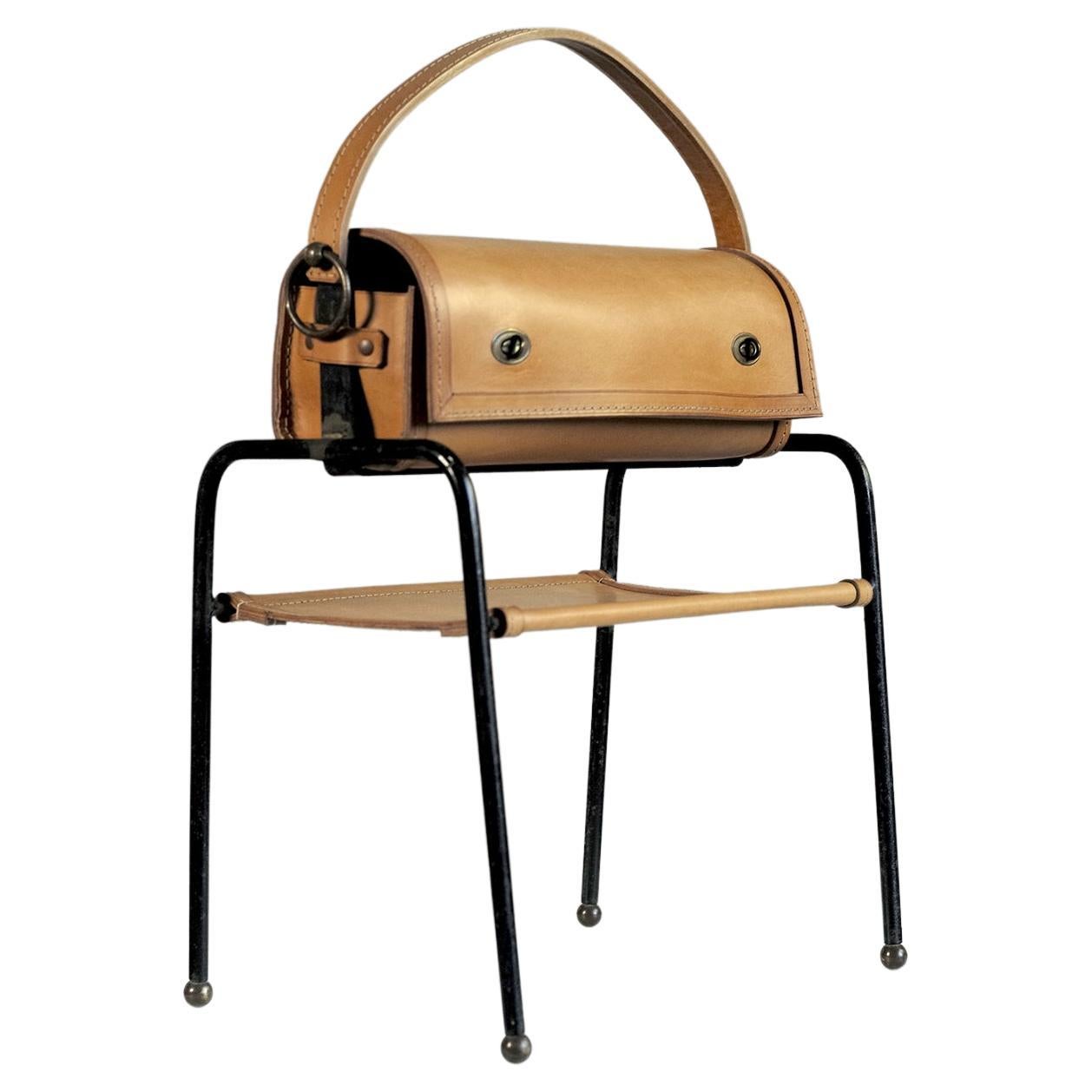 Jacques Adnet, Sewing box in Lacquered Metal and Leather, France 1950 For Sale