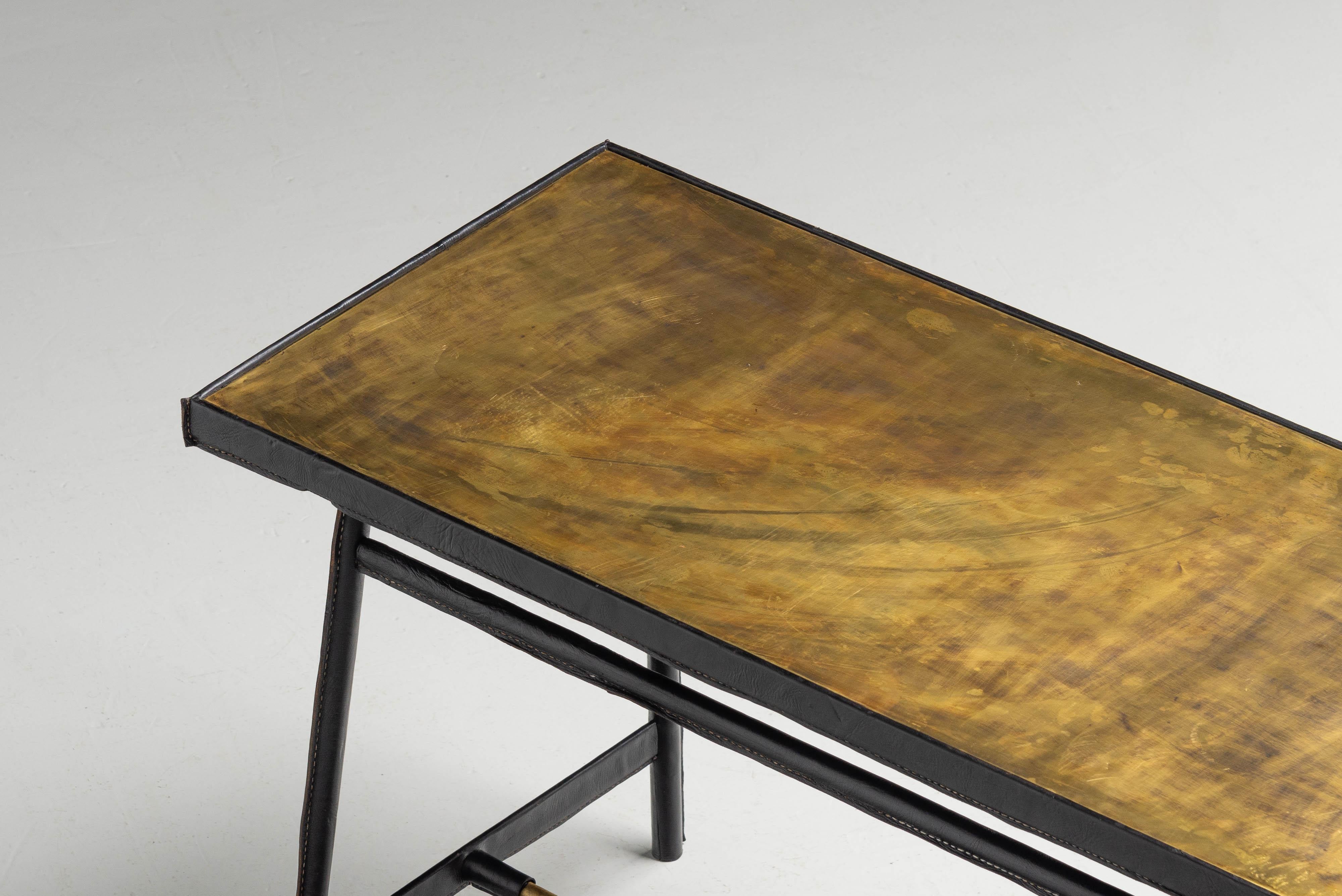 Jacques Adnet writing desk in leather France 1950 For Sale 7
