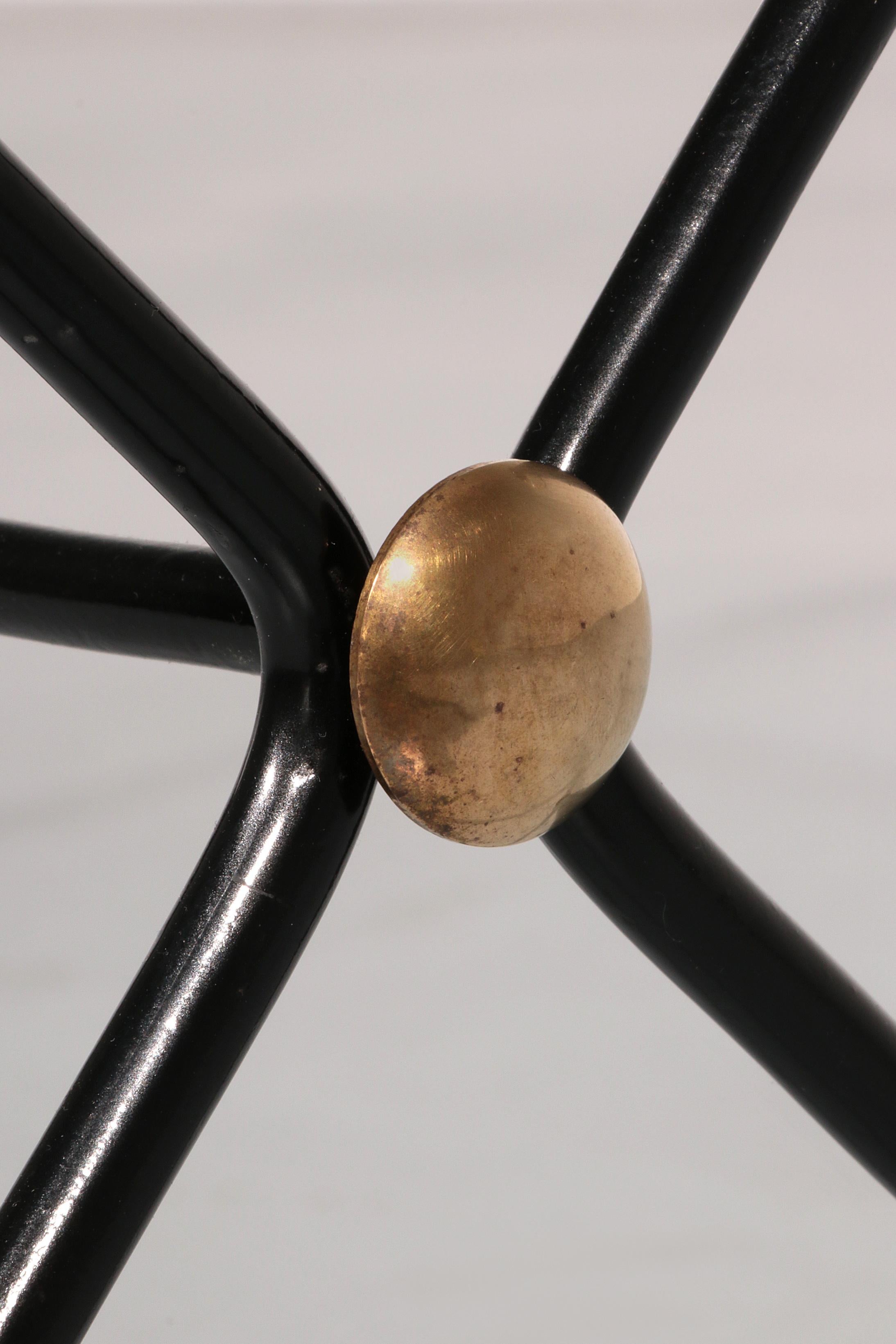 Jacques Adnet X-Base Coffee Table, 1960 Vintage Design In Good Condition For Sale In Oirlo, LI
