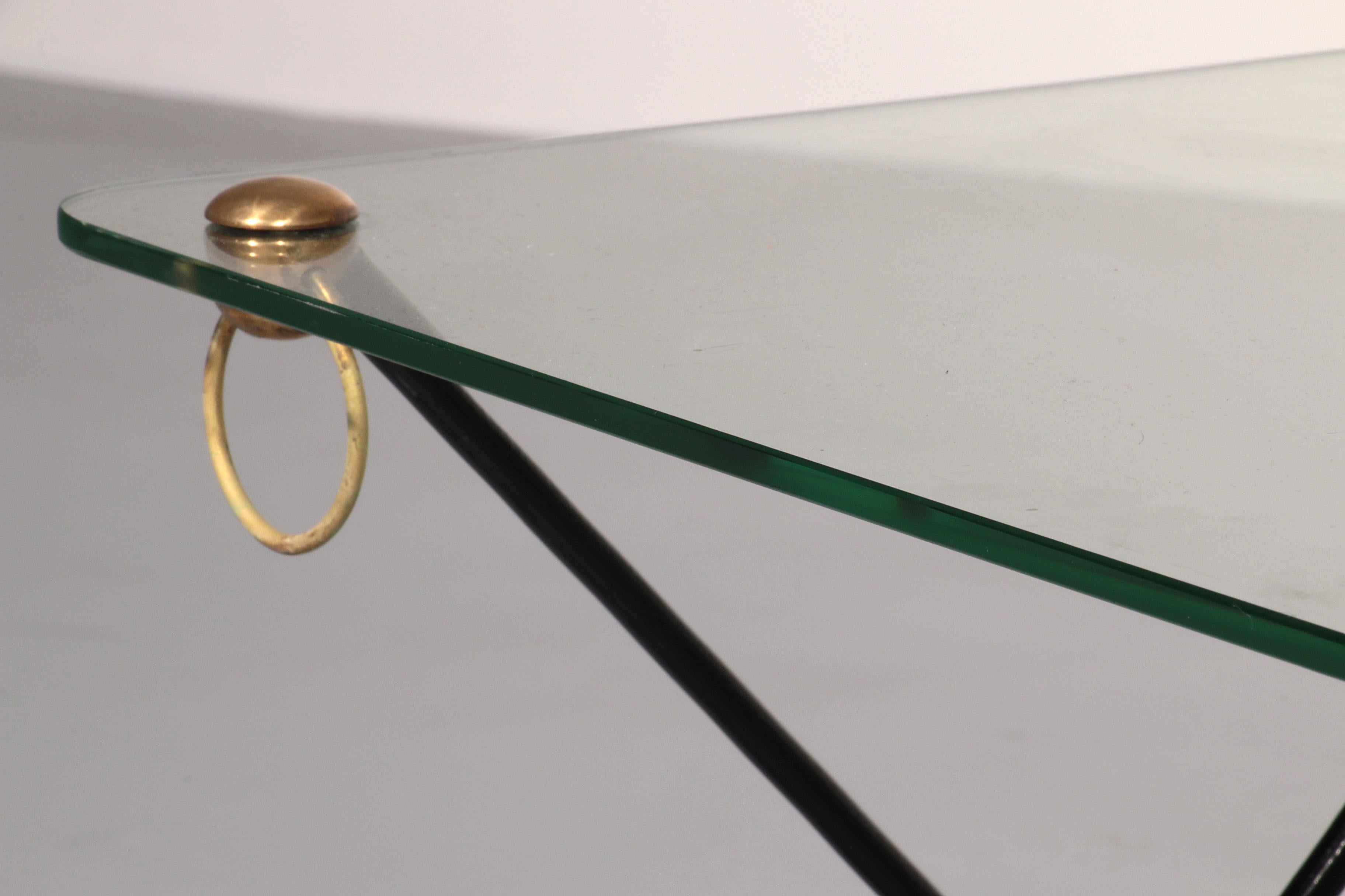 Metal Jacques Adnet X-Base Coffee Table, 1960 Vintage Design For Sale