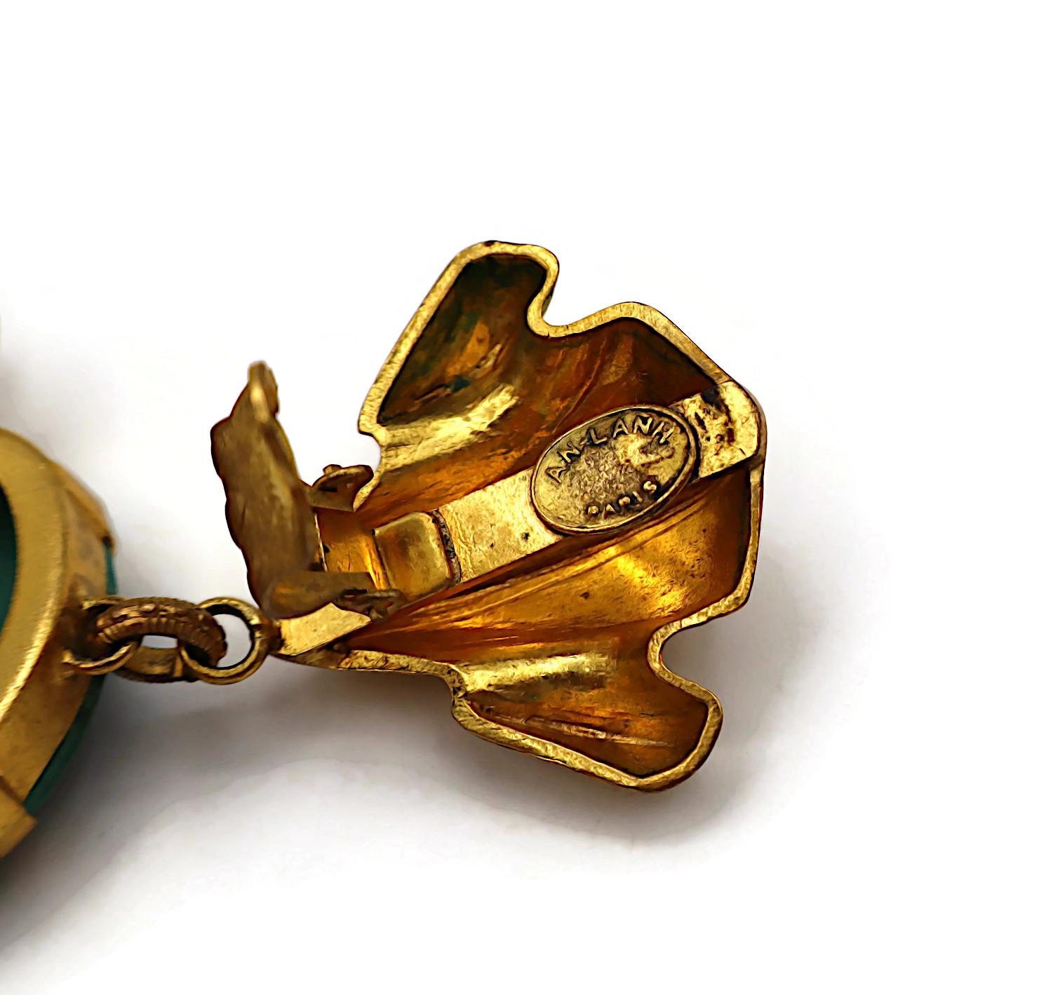 JACQUES AN LANH Vintage Oversized Gold Tone Dangling Earrings For Sale 8