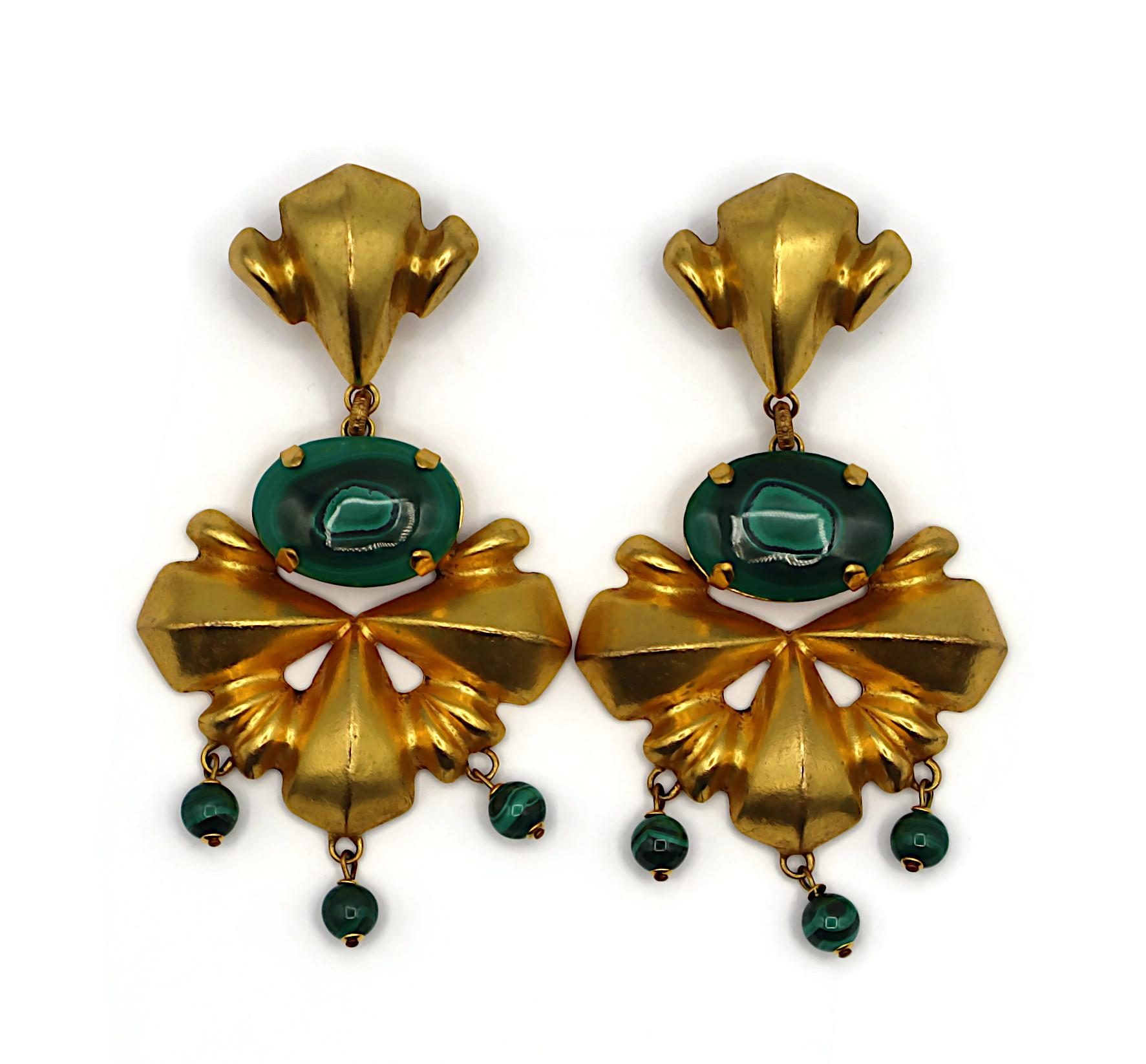 Women's JACQUES AN LANH Vintage Oversized Gold Tone Dangling Earrings For Sale