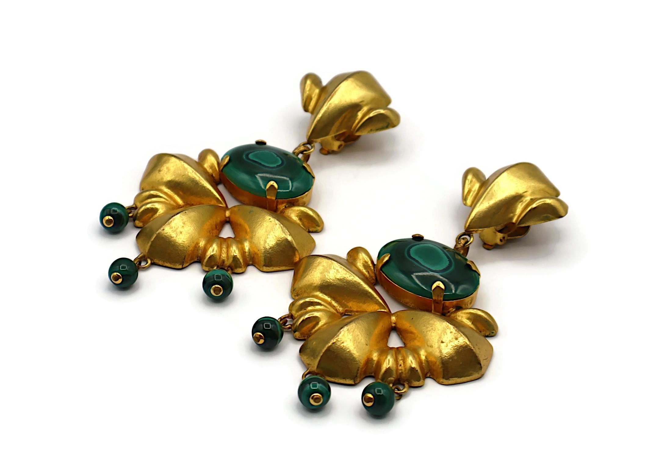 JACQUES AN LANH Vintage Oversized Gold Tone Dangling Earrings For Sale 1