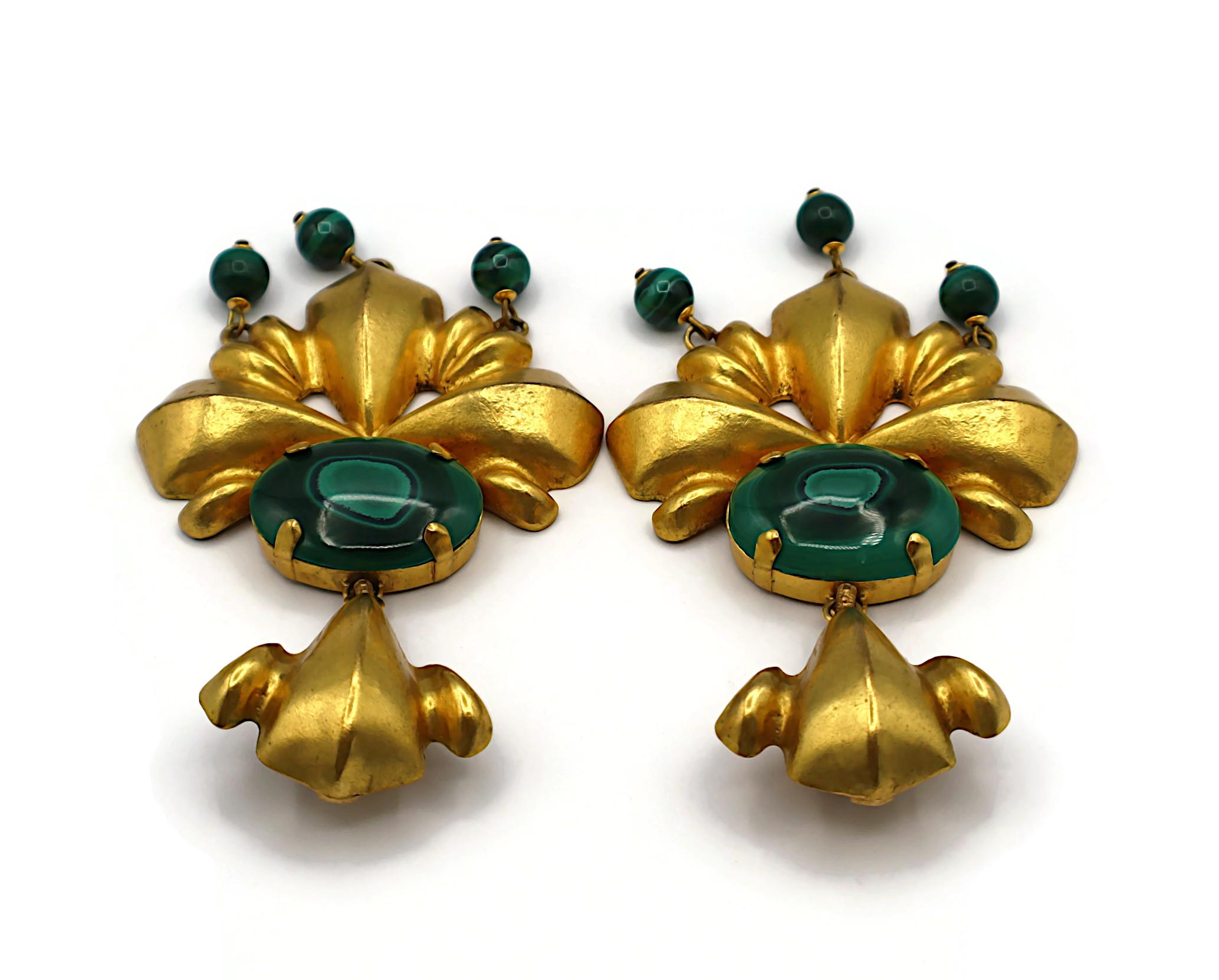 JACQUES AN LANH Vintage Oversized Gold Tone Dangling Earrings For Sale 2