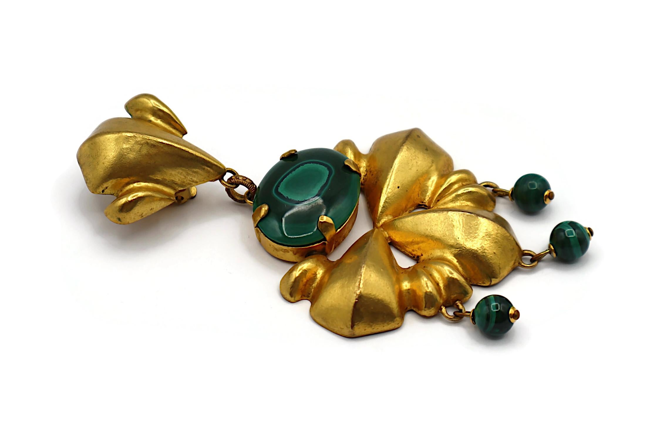 JACQUES AN LANH Vintage Oversized Gold Tone Dangling Earrings For Sale 3