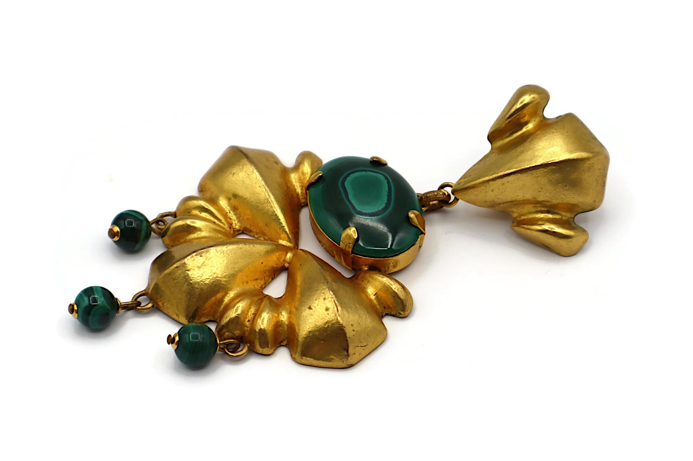 JACQUES AN LANH Vintage Oversized Gold Tone Dangling Earrings For Sale 4
