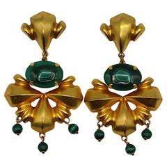 JACQUES AN LANH Pendientes colgantes vintage sobredimensionados en tono dorado