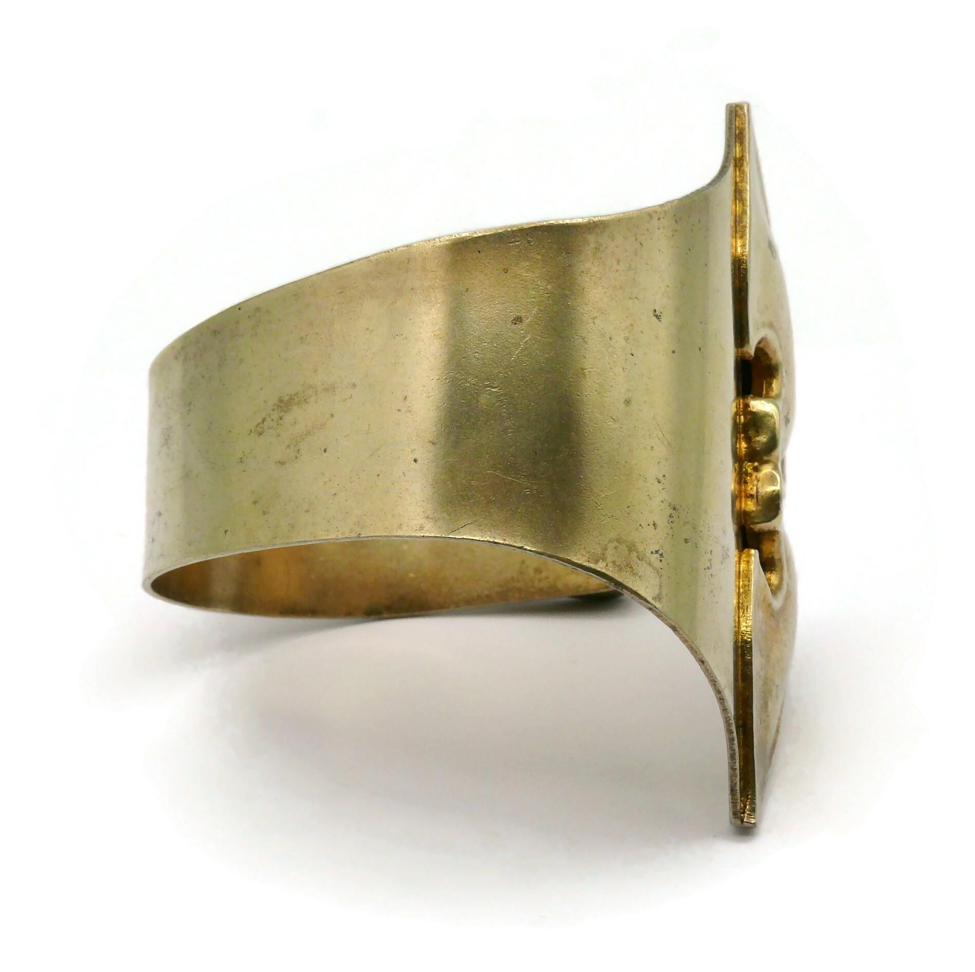 JACQUES AN LANH Vintage Sculptural Brass Cuff Bracelet For Sale 1