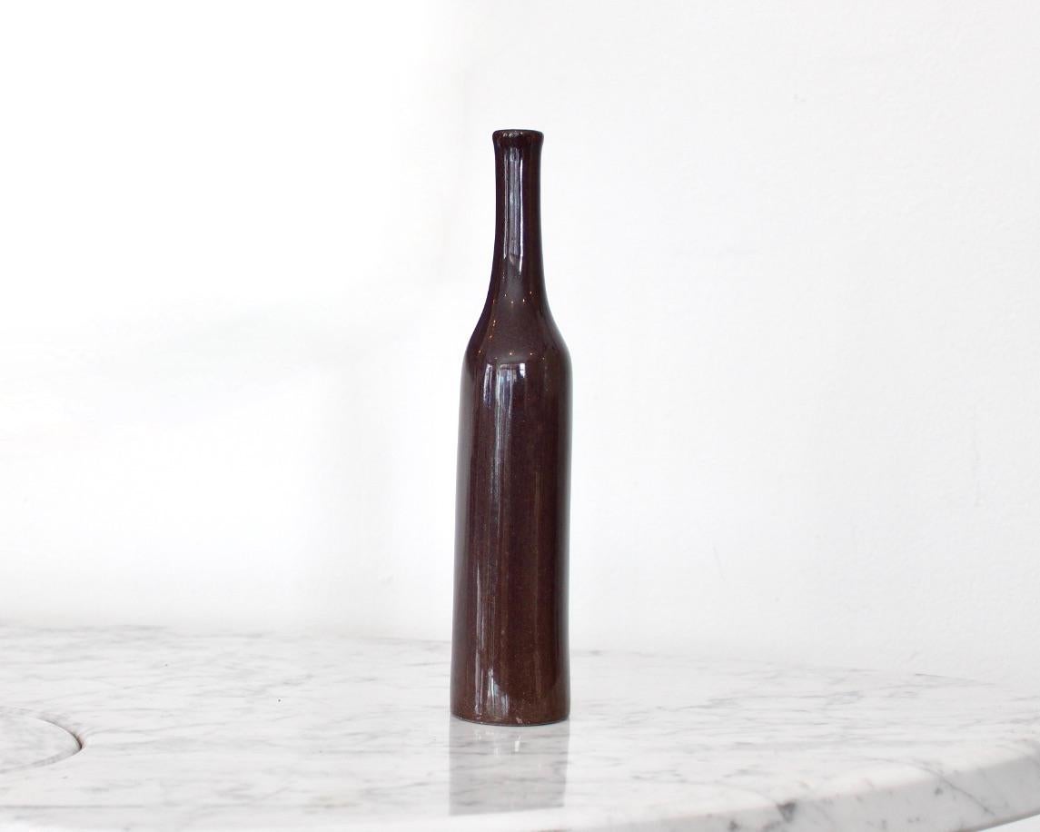 Jacques and Dani Ruelland French Ceramic Bottle Aubergine Glaze  For Sale 1