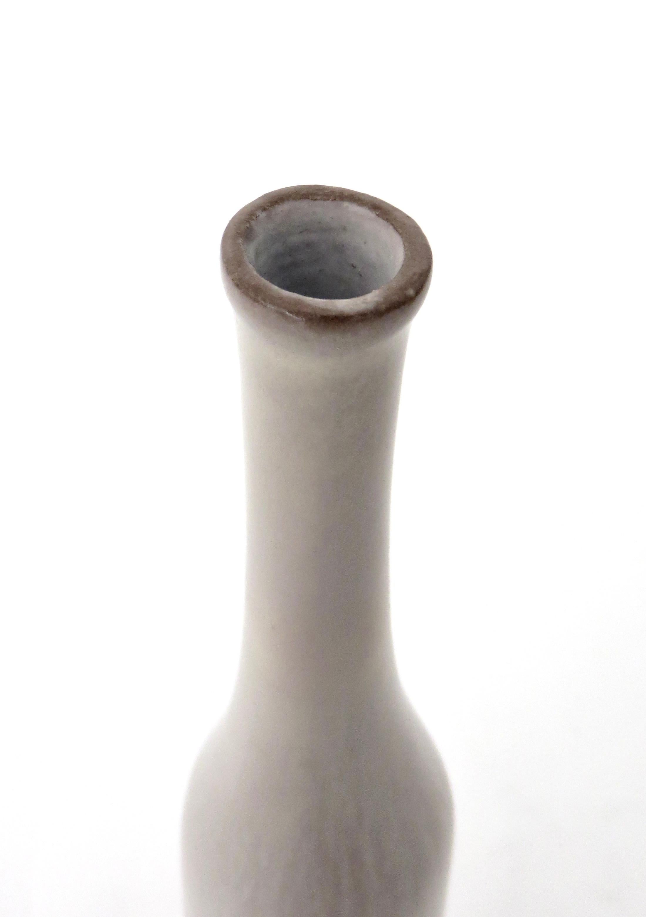 Jacques and Dani Ruelland French Ceramic Bottle In Pale Gray to Lavender Glaze 4