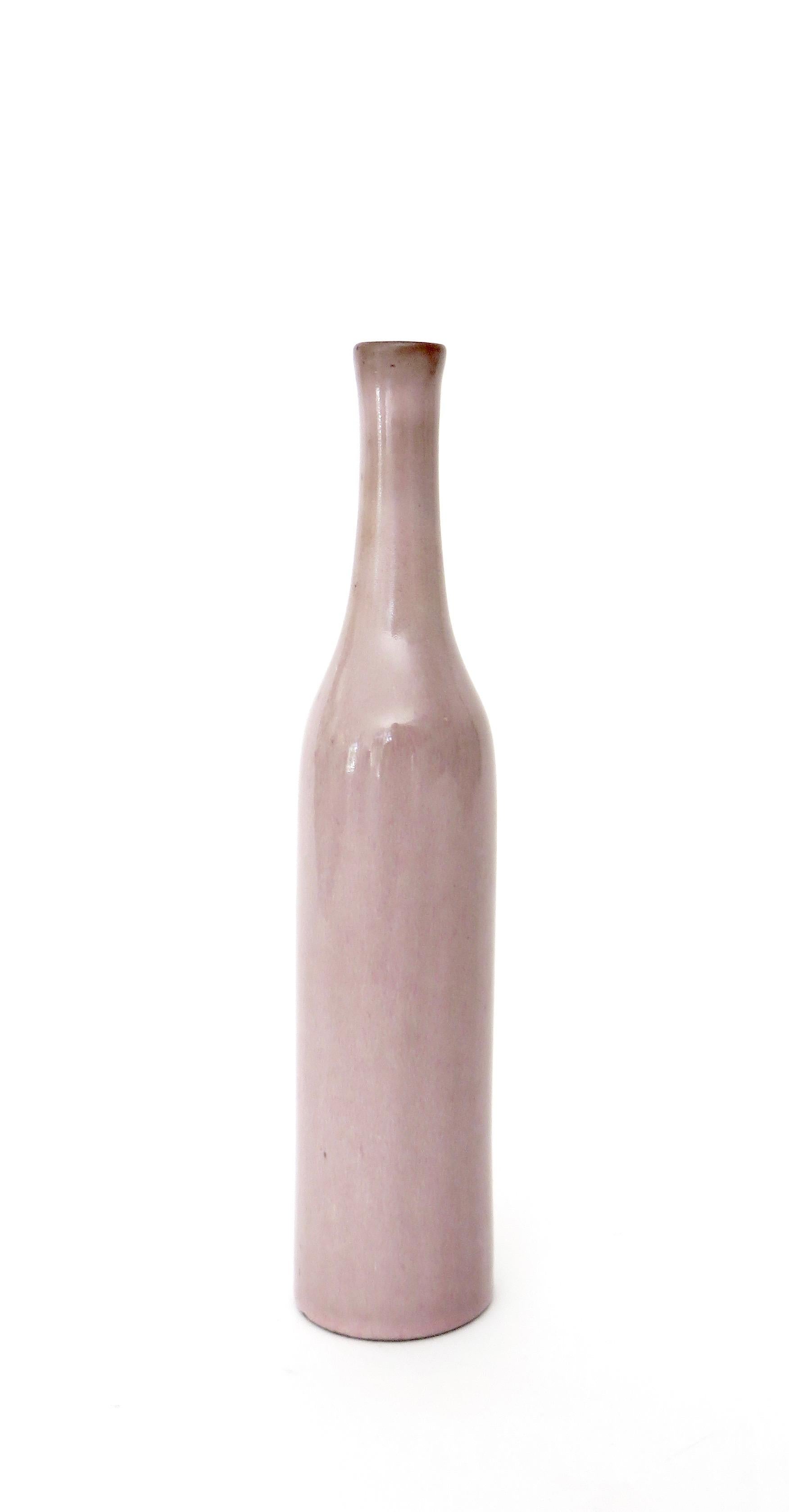 Jacques and Dani Ruelland French Ceramic Bottle in Pale Rose Lavender Glaze 1