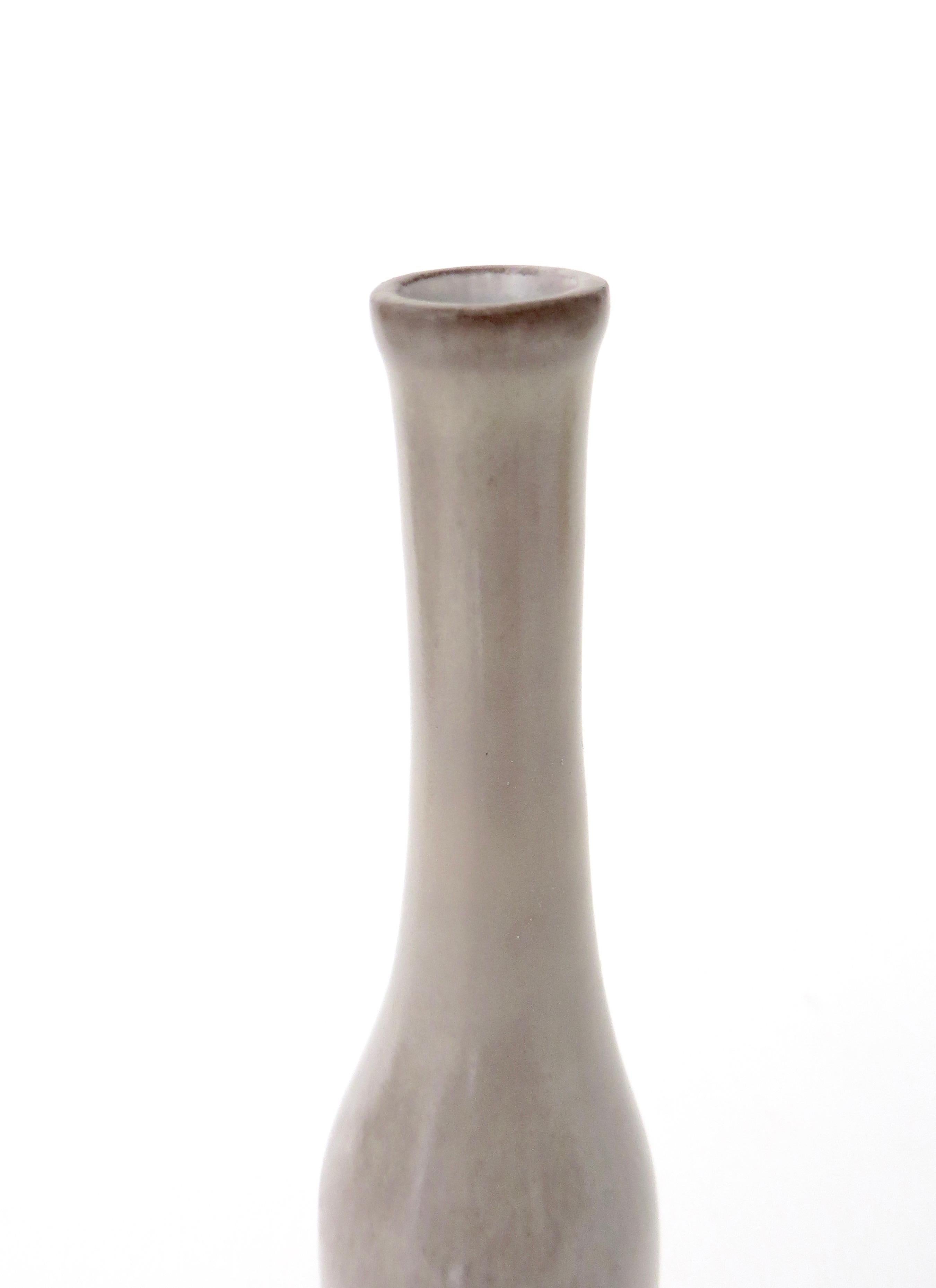 Jacques and Dani Ruelland French Ceramic Bottle In Pale Gray to Lavender Glaze 1
