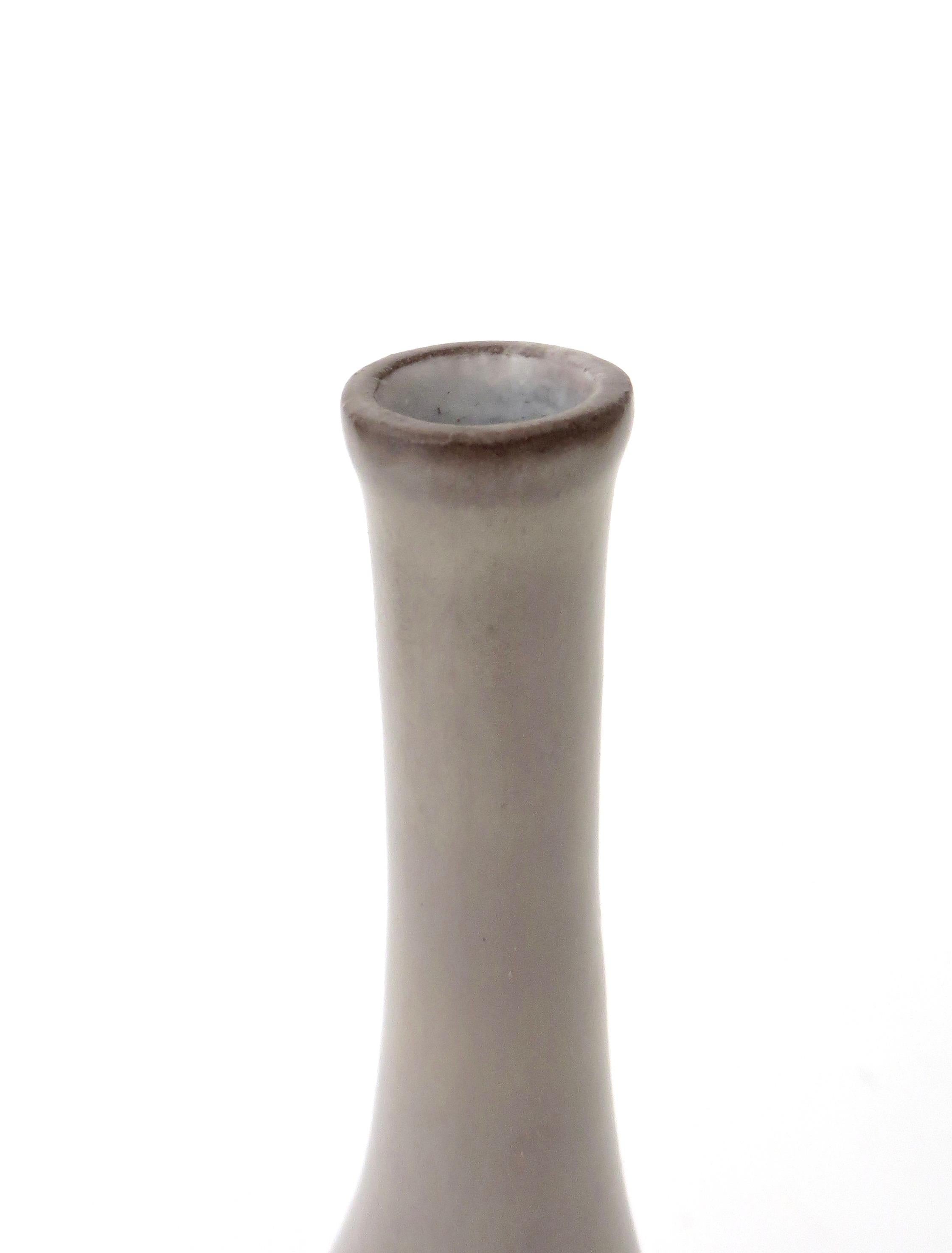 Jacques and Dani Ruelland French Ceramic Bottle In Pale Gray to Lavender Glaze 2