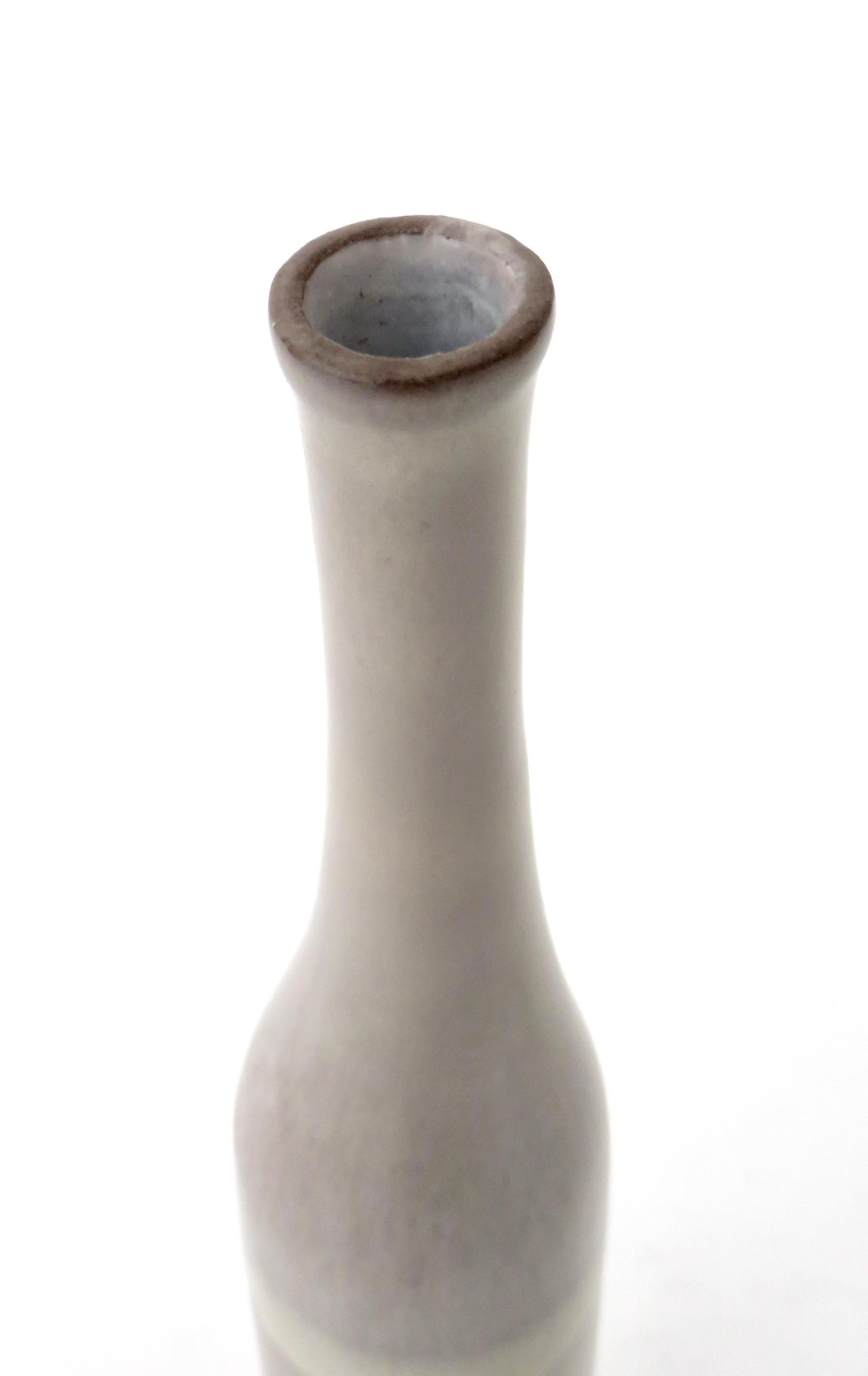 Jacques and Dani Ruelland French Ceramic Bottle In Pale Gray to Lavender Glaze 3