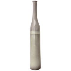 Vintage Jacques and Dani Ruelland French Ceramic Bottle In Pale Gray to Lavender Glaze