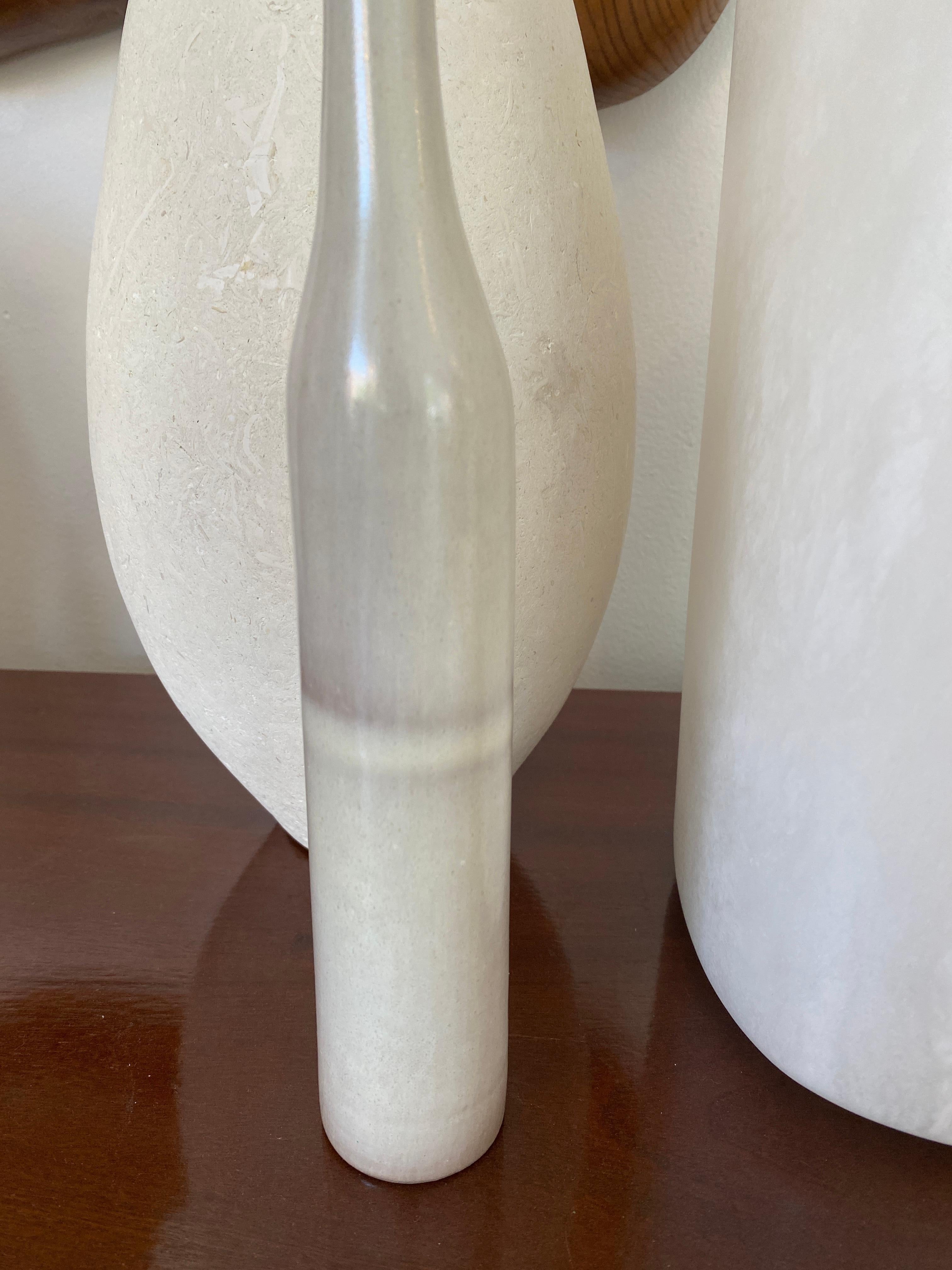 Jacques and Dani Ruelland French Ceramic Bottle in Pale Gray to Lavender Glaze For Sale 4