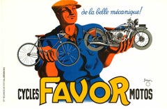 Cicli Originali Favor Motos  Poster francese d'epoca su biciclette e motociclette