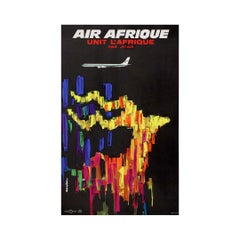 Poster del 1960 di Auriac: Air Afrique Unit L'Afrique par JET DC8