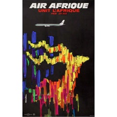 Circa 1960 poster by Auriac : Air Afrique Unit L
Afrique par JET DC8