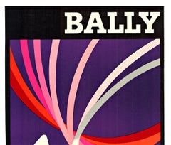 Poster vintage originale della scarpa "Bally" in stile cinetico, 1981