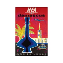 Vintage Original Poster of Auriac for the Middle East Airlines in Damascus