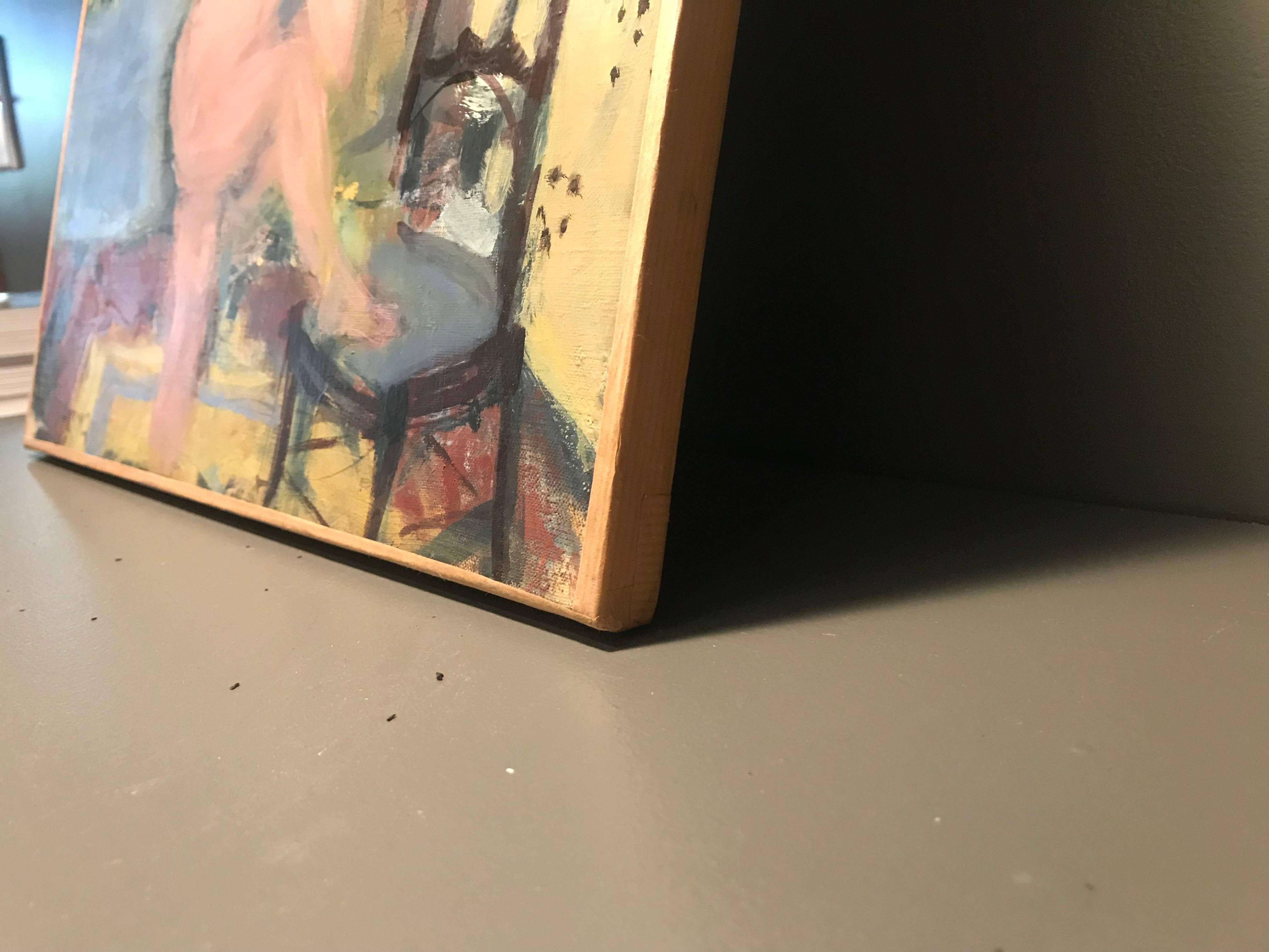 Nu à la Commode, 20th Century Impressionist Oil on Canvas Nude Painting 1