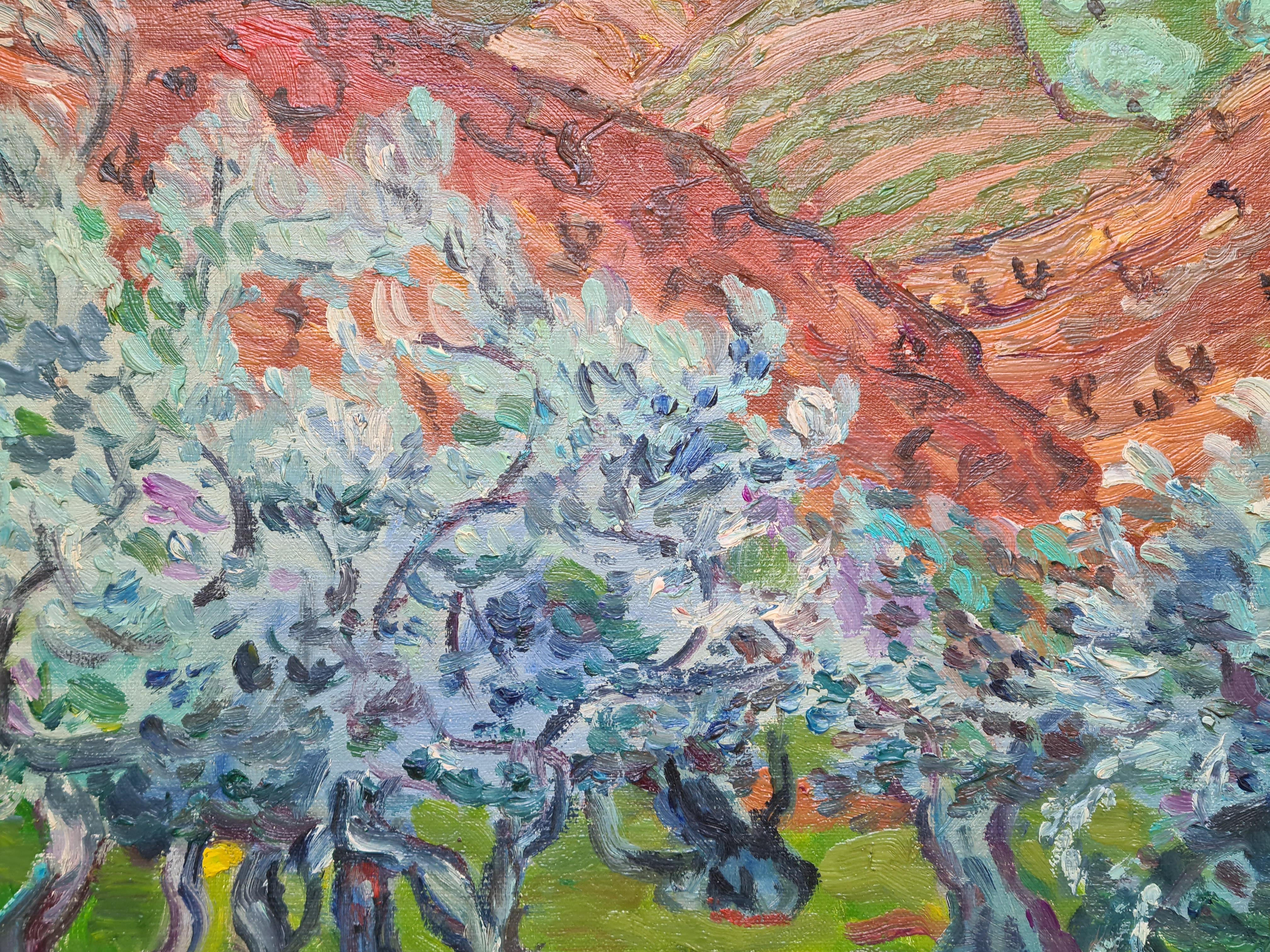 Les Oliviers, Paesaggio rurale post impressionista del sud della Francia. Olio su tela. in vendita 3