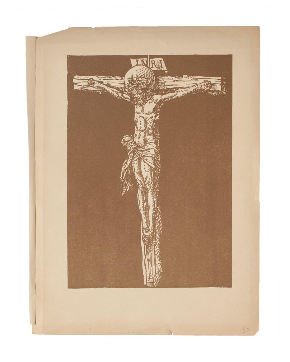 Le Christ est une estampe originale réalisée par Jacques Beltrand en 1928. Cromolithographie.

Bon état à l'exception du vieillissement et de quelques déchirures dans la marge inférieure et d'une coupure dans l'angle supérieur gauche.

L'œuvre d'art