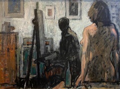 The workshop (1946) by Jacques Berger - Oil on wood 53x71 cm