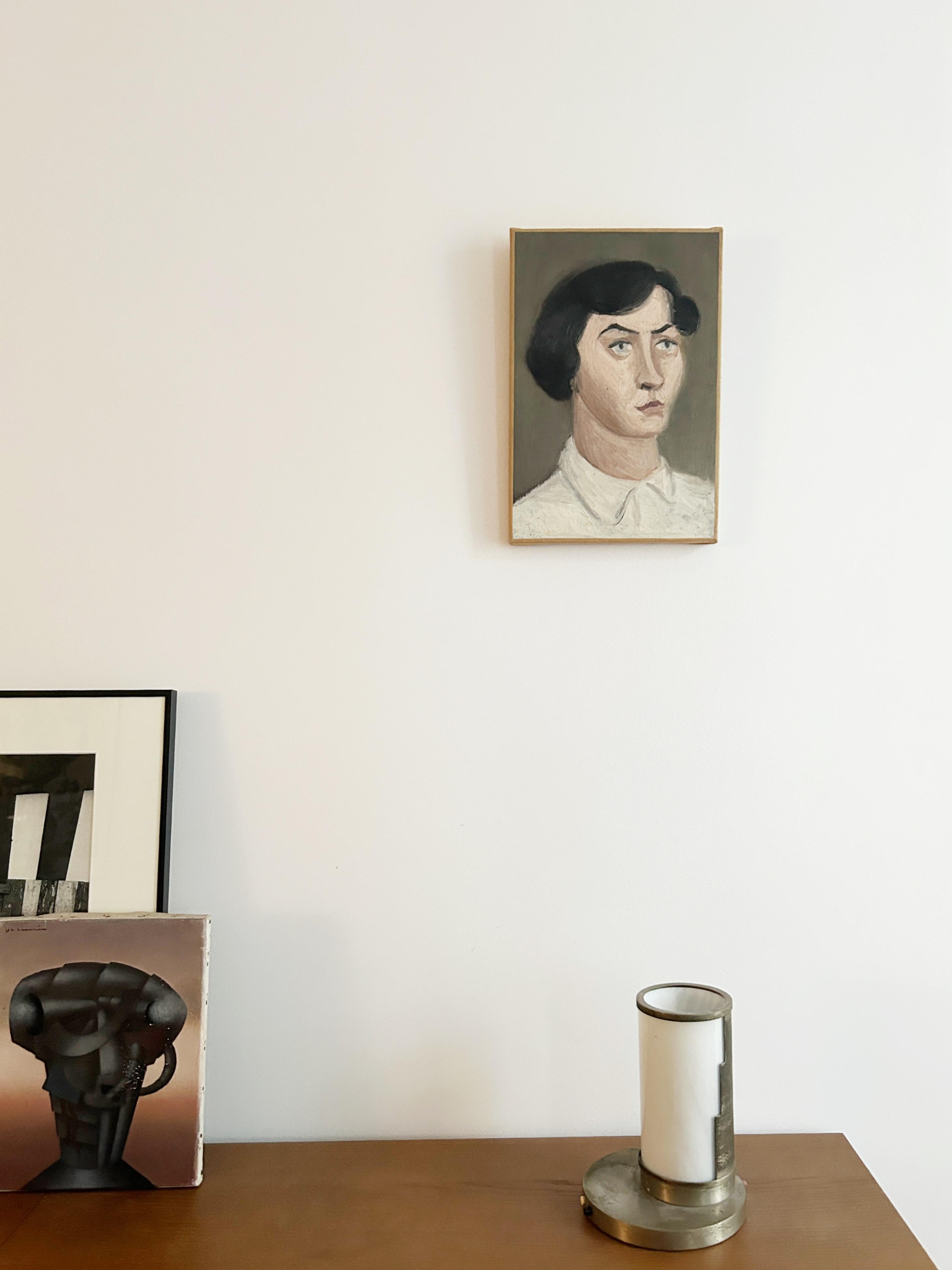 Ritratto di donna, 1950 circa, olio su tela - Painting di Jacques Berland