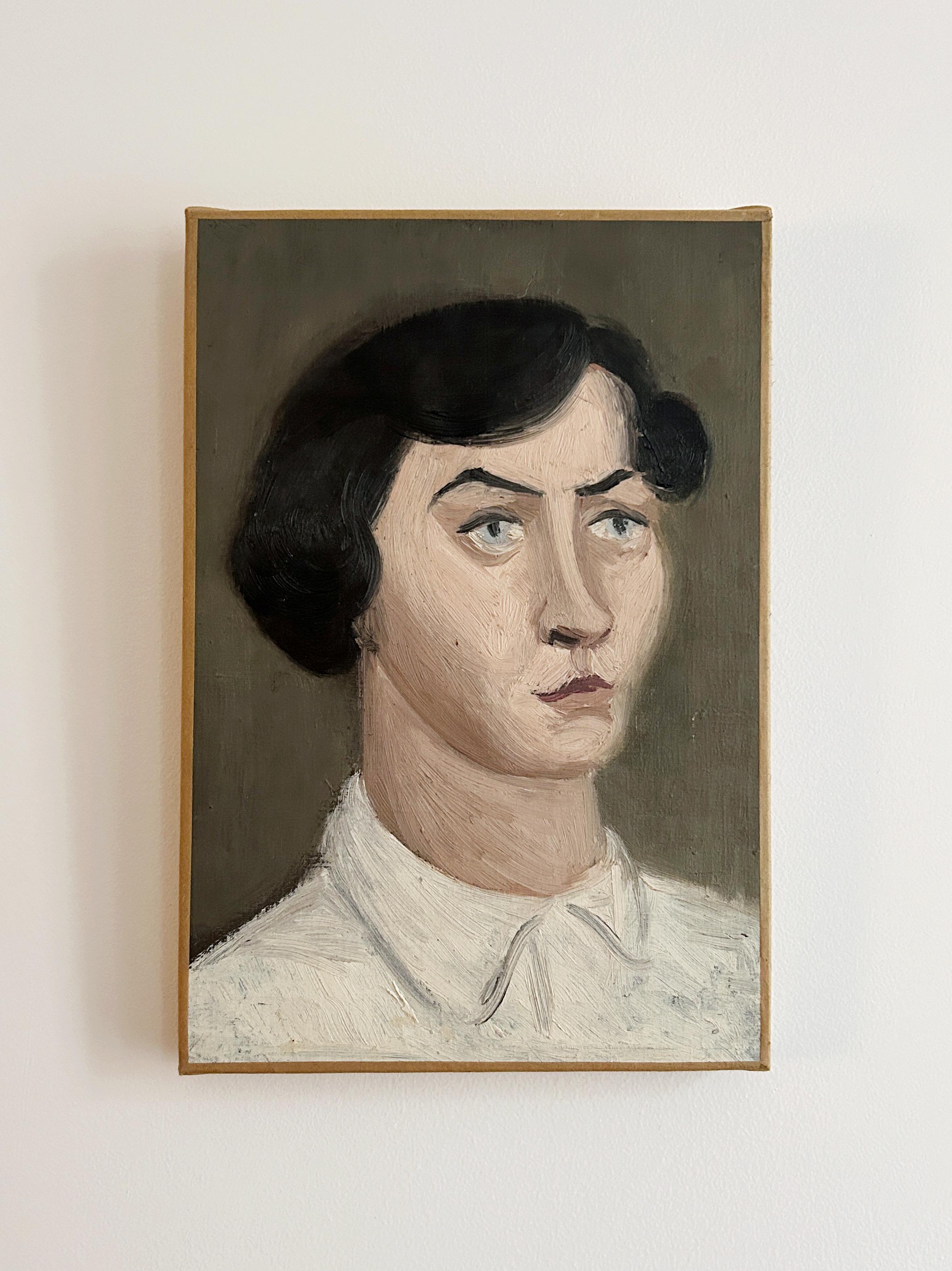 Portrait Painting di Jacques Berland - Ritratto di donna, 1950 circa, olio su tela