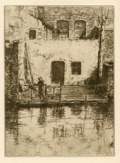 Antique "Un coin a Bruges" original etching