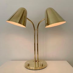 Jacques Biny Rare Adjustable Brass Two-Light Lamp for Luminalite, c.1950 France