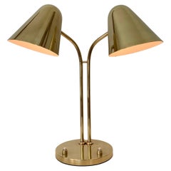 Jacques Biny Adjustable Brass Two-Light Lamp for Luminalite, circa 1950, France 