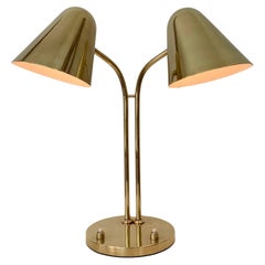Jacques Biny Rara lámpara de dos luces ajustable de latón para Luminalite, c.1950 Francia