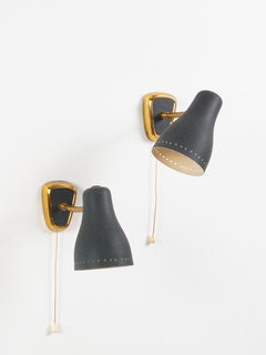 Jacques BINY (attr. to) - Pair of sconces, France 1950 Brass & lacquered metal