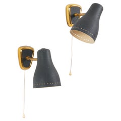 Jacques BINY (attr. to) - Pair of sconces, France 1950 Brass & lacquered metal