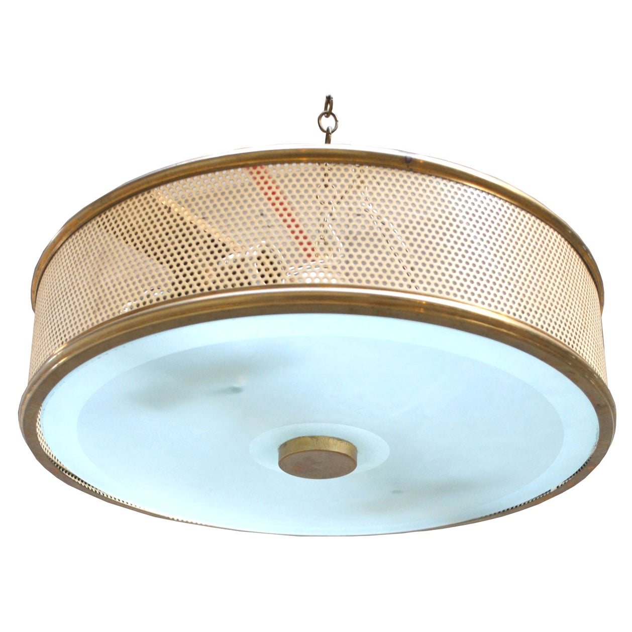 Jacques Biny Attributed Midcentury Suspension Chandelier, 1950s For Sale