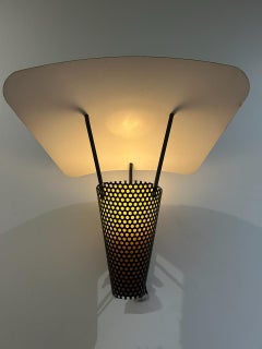Kite Wall Sconce by Jacques Biny, Black Metal, France, 1950