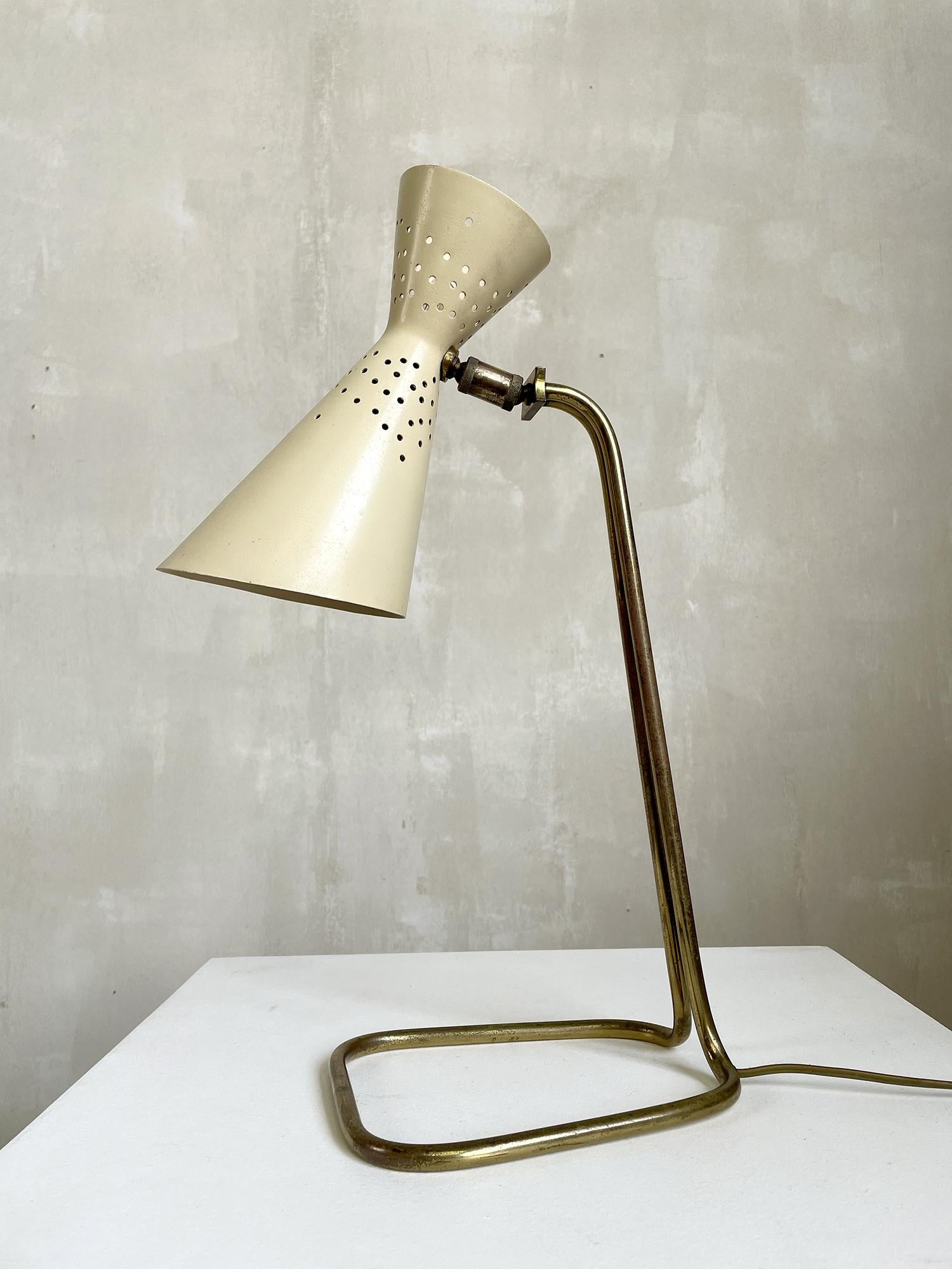 French Jacques Biny, Large Diabolo Reflector Lamp, France 1950 For Sale
