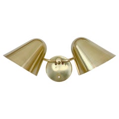 Vintage Jacques Biny Rare Brass Two Lights Sconce, circa 1950, France.