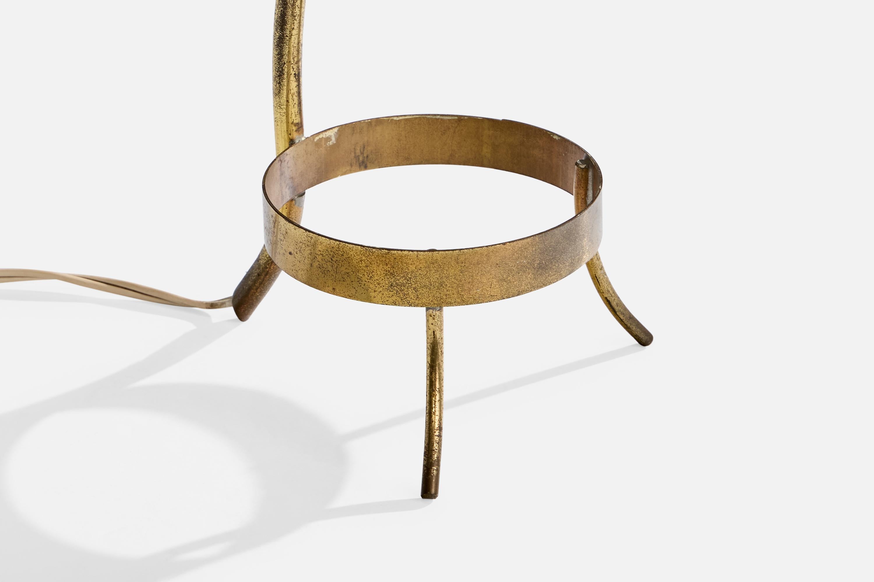 Laiton Jacques Biny, lampe de table, laiton, France, années 1950 en vente