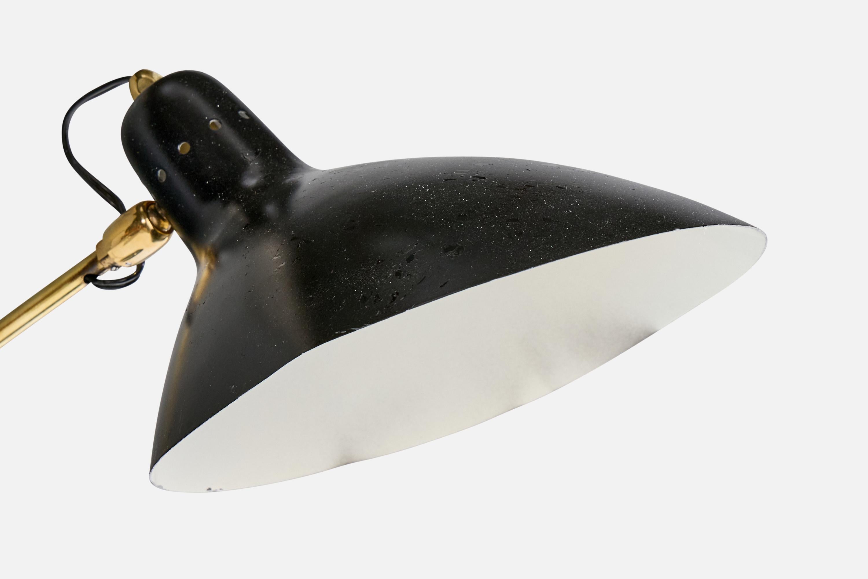 Jacques Biny, Table Lamp, Brass, Metal, France, 1950s In Good Condition For Sale In High Point, NC