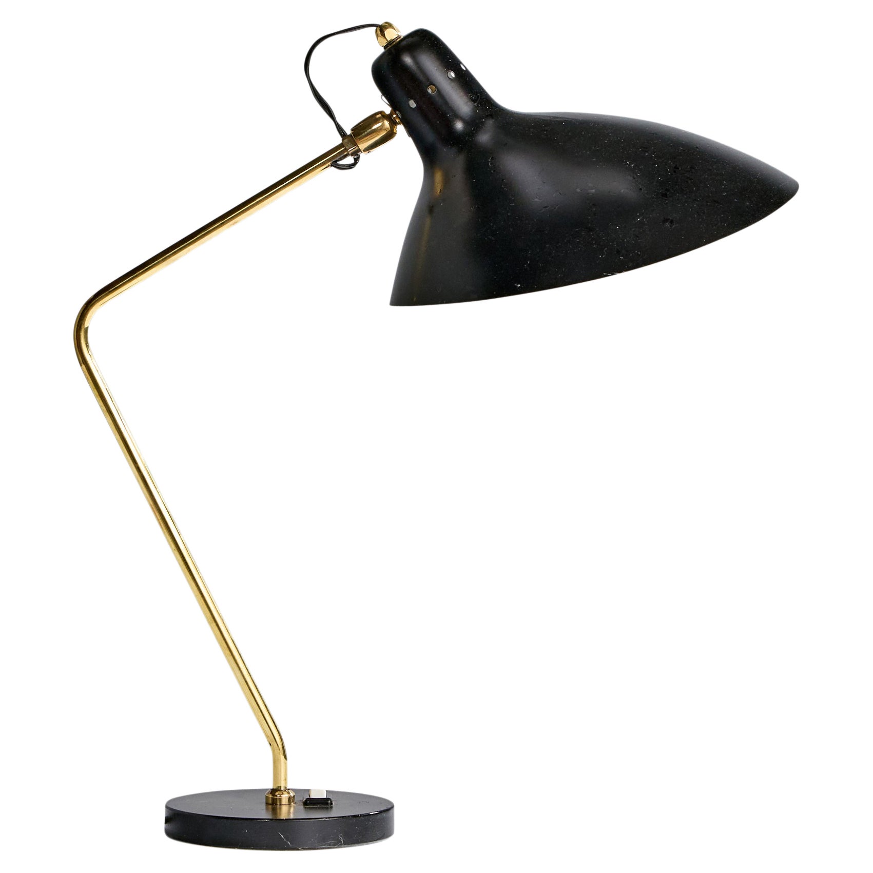 Jacques Biny, lampe de table, laiton, métal, France, années 1950