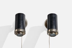 Jacques Biny, Wall Lights, Brass, Metal, Glass, France, 1950s