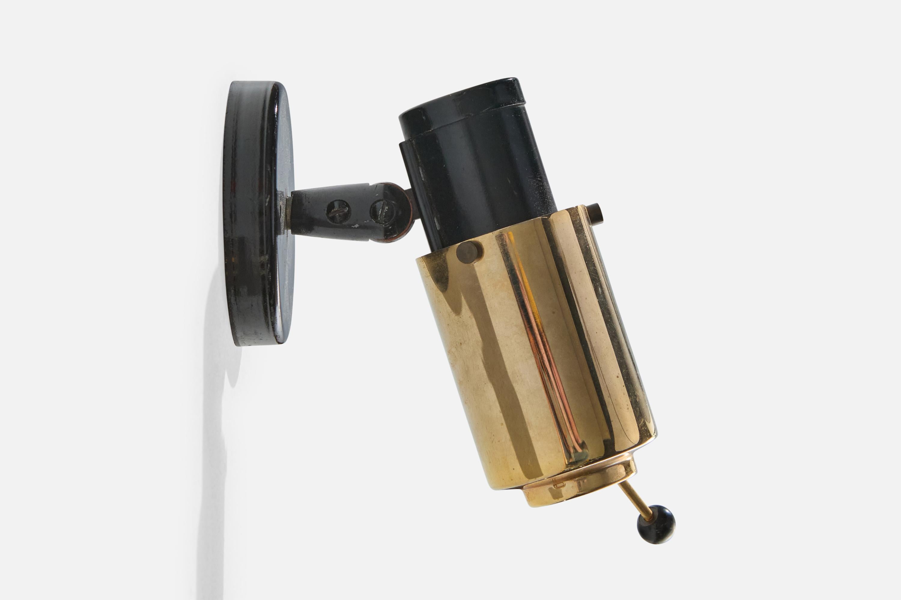 Jacques Biny, Wall Lights, Brass, Metal, Glass, France, 1950s In Good Condition For Sale In High Point, NC