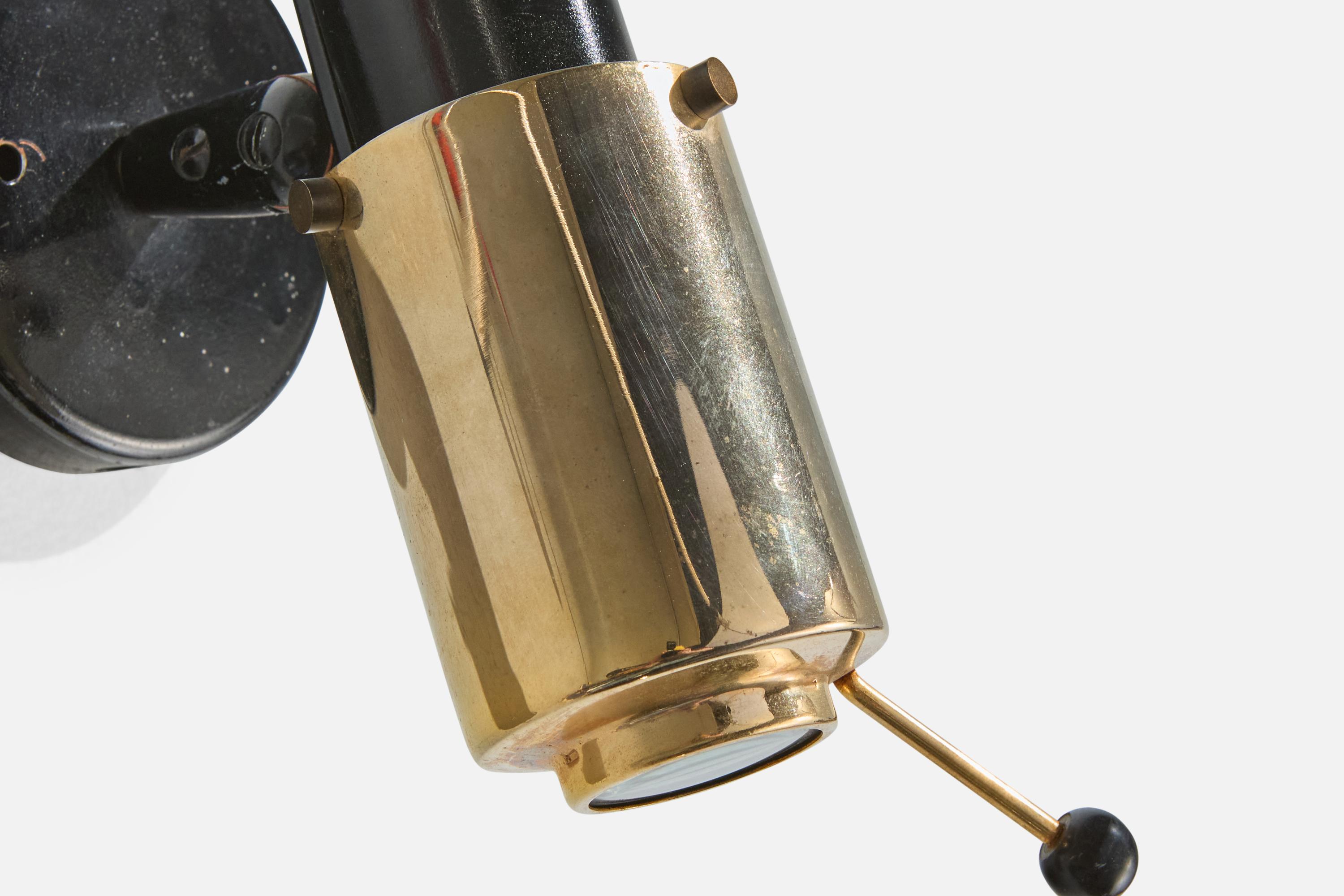 Jacques Biny, Wall Lights, Brass, Metal, Glass, France, 1950s For Sale 1