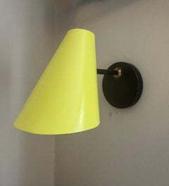 Jacques Biny yellow shade wall light. French c.1950’s