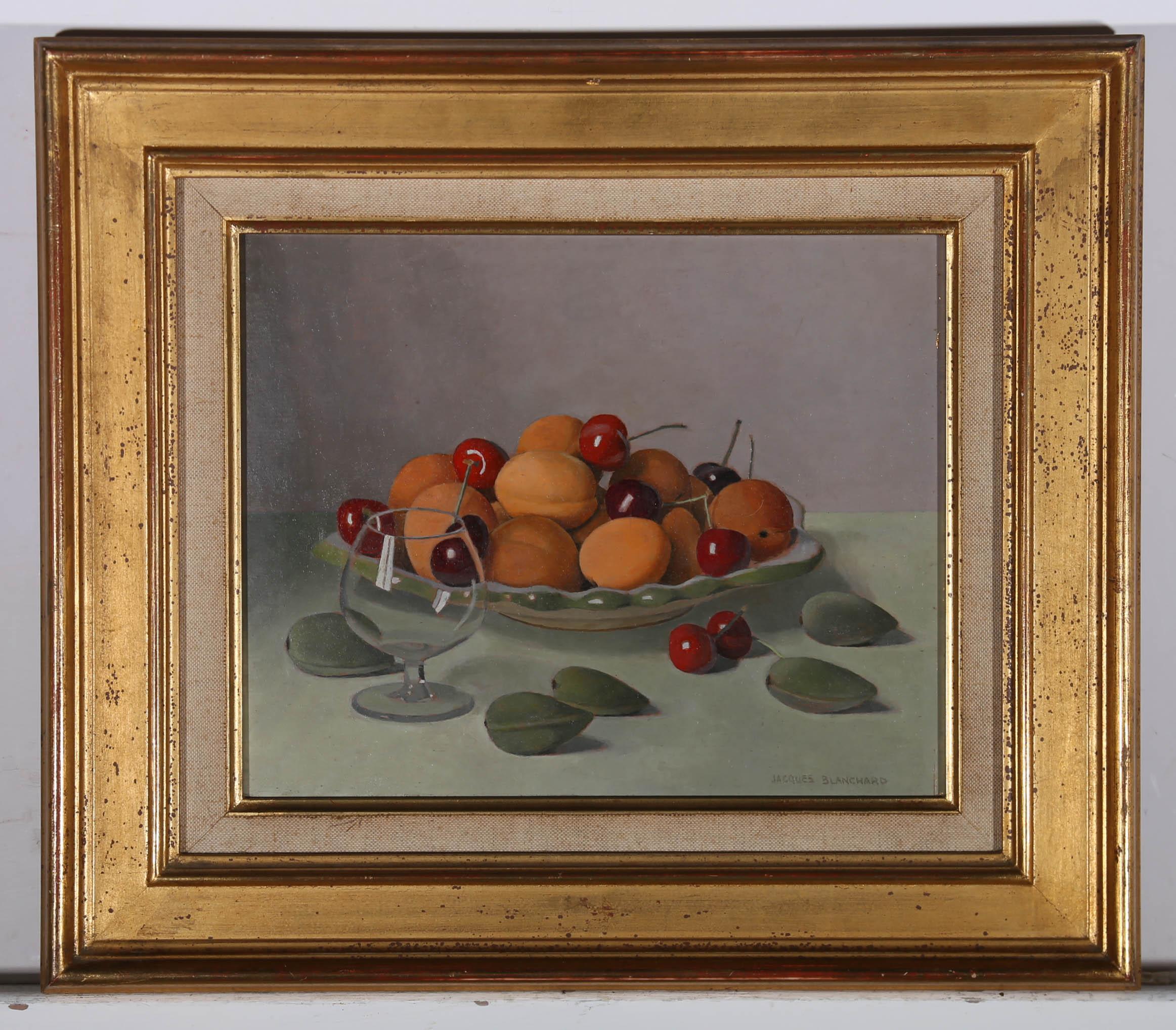 Jacques Blanchard (1912-1992) - French School Oil, Red Cherries & Apricots 2